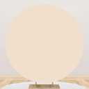 Laeacco Round Backdrop Cover 7.2x7.2FT Solid Beige Circle Background for Baby Shower, Birthday, Wedding Parties & Portraits