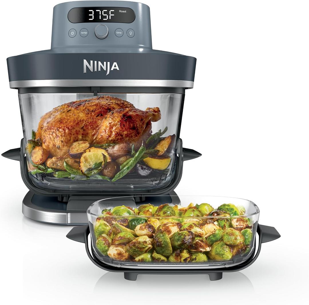 Ninja Crispi Pro 6-in-1 Glass Air Fryer | 450°F, Nontoxic, 6qt & 2.5qt Containers & Lids | Microwave, Freezer, Dishwasher Safe | Max Crisp, Air Fry, Bake, Roast, Recrisp, Dehydrate |Cyberspace AS101CY, 6 Cup