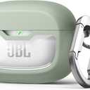 SURITCH Case Cover for JBL Vibe Beam/JBL Vibe Beam 2/ JBL Vibe 200TWS Earbuds, Shockproof Magnetic Protective Headphone Cover, Rugged Bumper Case with Carabiner & Cleaning Kit & Removal Tool, Green