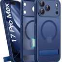 for iPhone 17 Pro Max Magnetic Case with Stand, Camera Control, Compatible with MagSafe, Full Lens Protection, Military Grade Shockproof, Translucent Men Women Slim Thin Case for 17 Promax, Blue