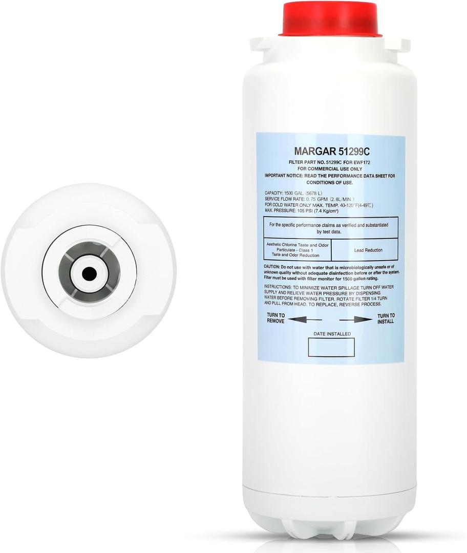 51299C Filter Replacement Compatible with Elkay EWF172 Filter Kit, Replacement for EWF3000 ERF7501500 Gallons, No Chip