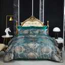 Green Jacquard King Comforter Set Sheet Set Elegant Bedding Set 8 Pcs Embroidery Neoclassical Floral Pattern Bed Home Decor Soft Down Comforter Luxury Hotel Silky Bed in a Bag with 1 Cushion Cover