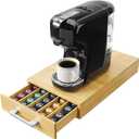 Navaris Bamboo Coffee Capsule Storage - Coffee Pods and Tea Holder Tray - Space-Saving Under Coffee Maker Coffee Machine Pod Organizer - Coffee Pod Drawer with Separators