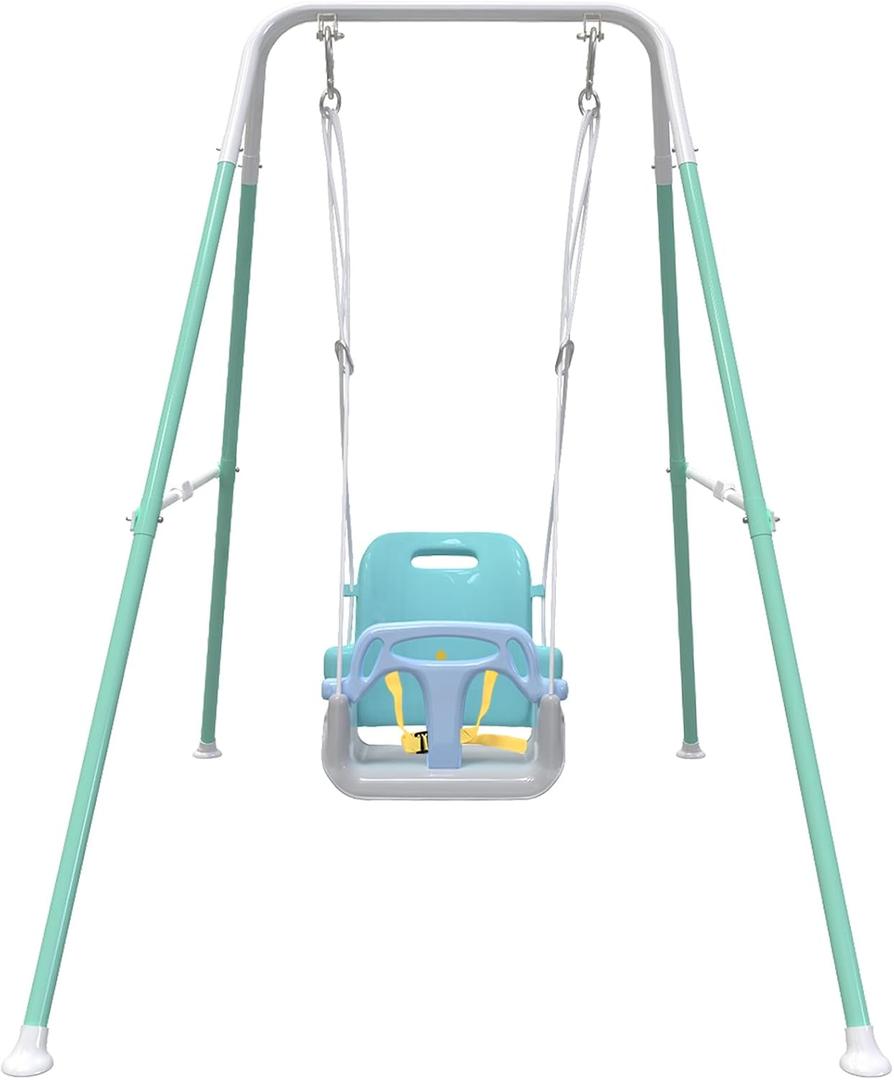 Multifunctional Toddler Swing, Foldable Baby Swing Outdoor & Indoor Use, Easily Installable and Storable (Blue)