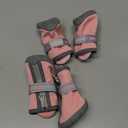 QUMY Dog Shoes for Small Dogs, Puppy Dog Boots & Paw Protectors for Winter Snowy Day, Summer Hot Pavement, Waterproof in Rainy Weather, Ourdoor Walking, Indoor Hardfloors Skid-Resistant Sole Pink 4 (size 4: 1.89"x1.51"(L*W))