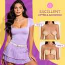 Invisible Sticky Bra Push Up, Reusable Adhesive Bra for Backless Dress, Seamless Silicone Nipple Covers for Women (B Cup, Beige, 2PCS)