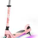 LINGTENG Electric Scooter for Kids Age 6-10, Kick-Start Boost Scooter with Adjustable Speed and Height, Flash Wheel & Deck Lights