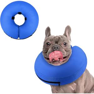 Supet Inflatable Dog Cone Collar for Large Medium Small Dogs, Soft Cone Collar for Dogs Cats, ECollar Doggie Neck Donut Dog Cone Alternative After Surgery (M(Neck 9"-12.5"), Solid Blue)