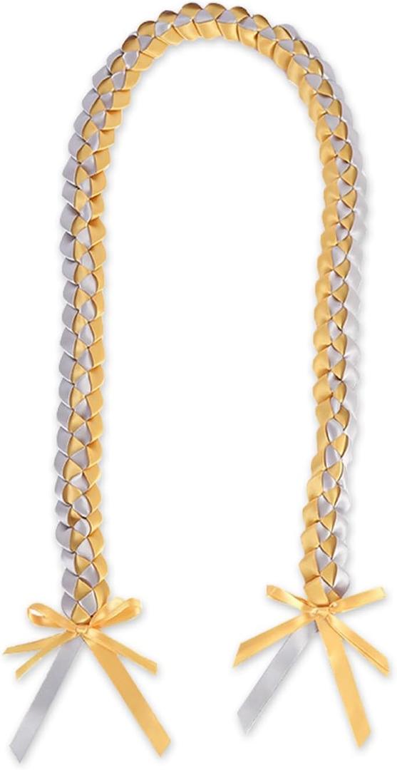 Graduation Leis 2025 Ribbon Lei graduation necklace Leis Class of 2025 Graduation for Student Graduation Gifts Party SuppliesWhite Yellow