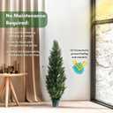 4 Feet Outdoor Artificial Topiary Cedar Tree, Set of 2 UV Resistant Potted Faux Cedar Trees for Outdoors and Indoors, Decorative Fake Shrubs Topiary Trees for Home Living Room Front Door Decor