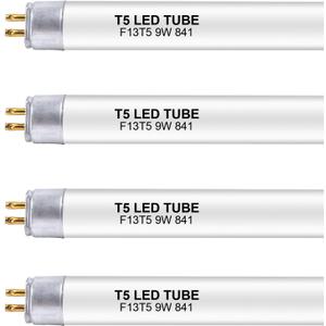 21 Inch F13T5/CW LED Replacement Bulbs, 4100K Cool White, T5 LED 9 Watts Replace Fluorescent Bulb with LED, Replacement Tube for Counter and Cabinet Fixture, 4 Pack