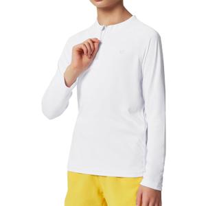 Ewedoos UPF50+ Boys Swim Shirt Rash Guard Long Sleeve Quick Dry Sun Shirts Kids Boys Fishing Shirt for Summer Outdoor (Small, White)