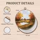 Sufamb Vintage Rustic Fall Round Wall Art Decor, Farmhouse Autumn Landscape Canvas Artwork Framed, Country Fall Wall Hanging Prints Decorations for Home Bedroom Living Room Decor, 10x10 Inches (lake)