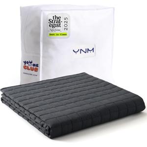 YnM 10lbs Weighted Blanket for Adults,Cotton Heavy Bed Throw Blanket with Cooling Glass Beads for All Season Use, Ideal for ~90lbs (48x72 Inches, Twin/Full, Dark Grey)