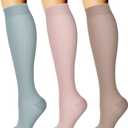 Laite Hebe 3 Pack Medical Compression Sock-Compression Sock for Women and Men-Best for Running,Nursing,Sports (Large-X-Large, 14-blue Grey/Pink/Light Brown)