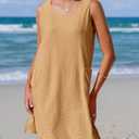 Imily Bela Womens Summer Dresses Casual Beach Tank Eyelet Sleeveless Sundresses 2025 Loose Swimsuit Coverup with Pockets (Beige)