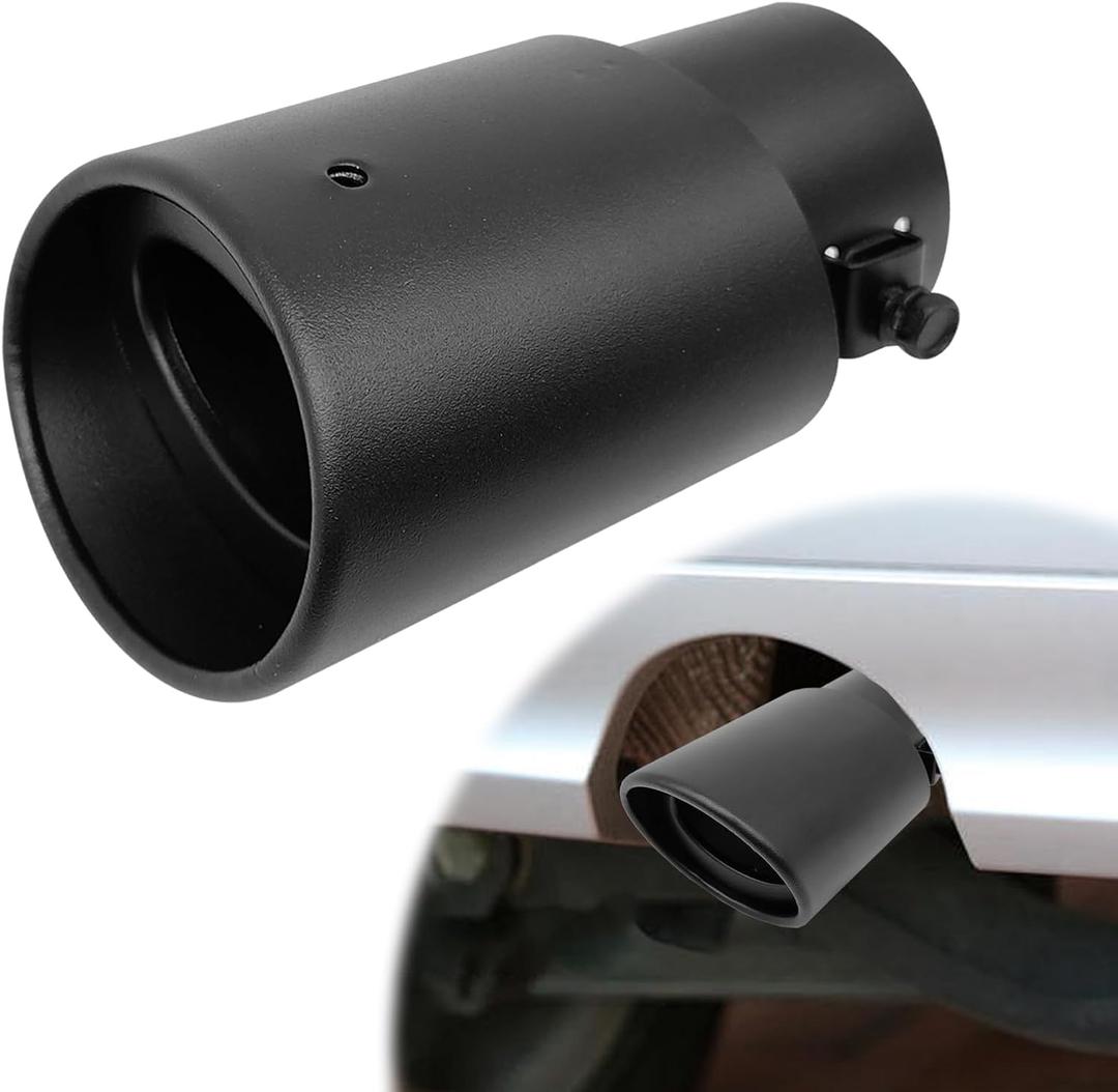 Universa Stainless Steel Car Exhaust Tip, 1.5" - 2.25" Inlet Exhaust Tips, Adjustable Car Decoration Chrome-Plated Finish Exhaust Tailpipe Tip, 3.3" Outlet, 5.4" Long (Black #Straight)