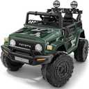 ELEMARA Toyota FJ40 Ride On Car-4.0mph Ride on Jeep,12V 7AH Battery Cars for Kids with Remote, Kid Driving Car Truck, Electric Car for Kids with DIY Stickers, 3 Speeds, 6 LED Lights, Bluetooth- Green