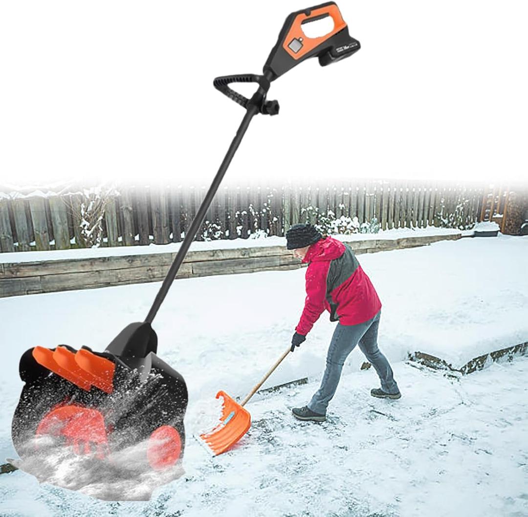 Cordless Snow Shovel, 21V | 41cm | 2-Ah Cordless Snow Blower, Battery Snow Blower with Adjustable Front Handle (2 Battery & Quick Charger Included)