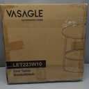 VASAGLE Small Round Side End Table, Modern Nightstand with Fabric Basket, Matte White and Camel Brown ULET223W10