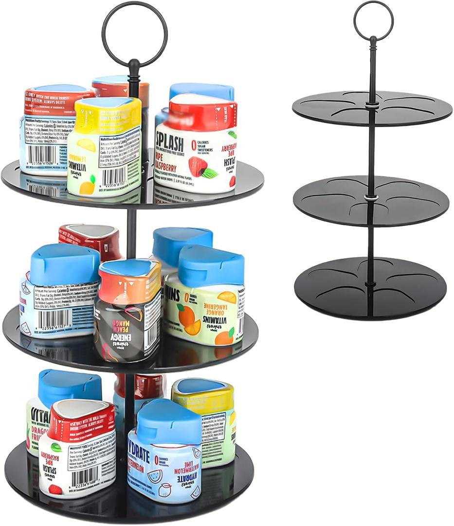 Flavor Pods Holder for Ninja Thirsti Flavored Water Drops, Holds 15 Pods Storage Rack for Ninja Thirsties Drink System, Acrylic Pods Organizer for Ninja Thirsty, Black