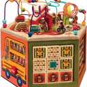 B. toys – Youniversity – Wooden Activity Cube – Developmental Learning Center – Toys for Toddlers, Kids – Alphabet, Numbers, Shapes – 12+ Months, Medium