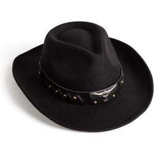 Womens Western Cowboy Cowgirl Hats with Belt Buckle (Medium, Black)