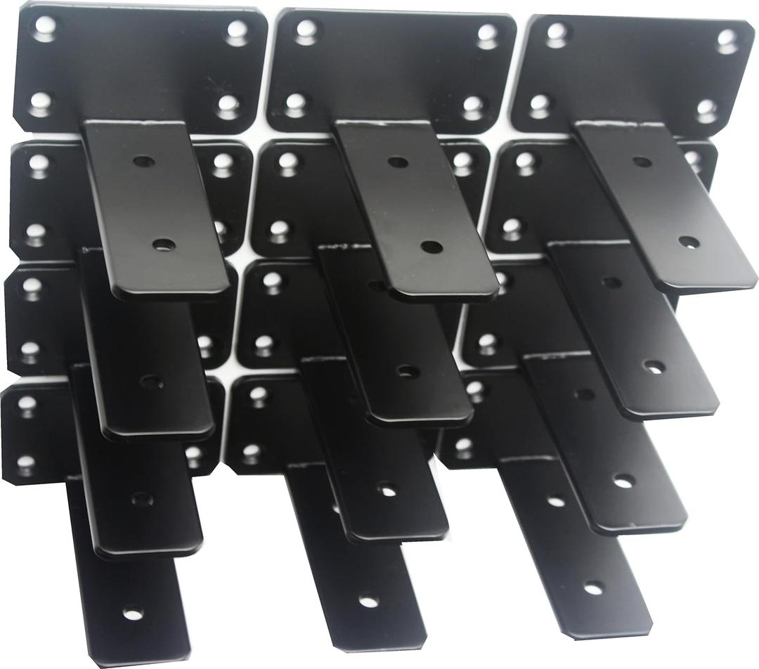 12 Pack - 4 inch Black Hidden L Shelf Bracket (1/5 Inch Thicked) Iron Floating Shelf Brackets Rustic Industrial Metal Brackets for Shelf Support