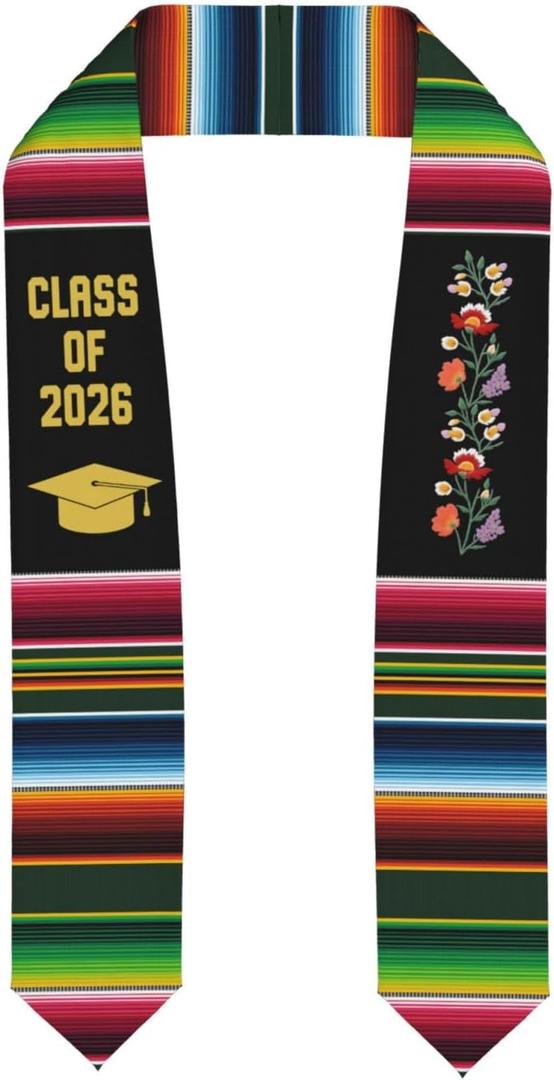 Mexican Graduation Sash Graduation Stole Class Of 2026 Stoles For Graduation Virgen de Guadalupe Floral