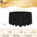8 Pack Black Round Tablecloth 60 Inch Round Table Cloth Fits 20-48 Inch Tables, Wrinkle Resistant and Washable Polyester Fabric Table Cloth Round Table Cover for Dining Wedding Banquet Party