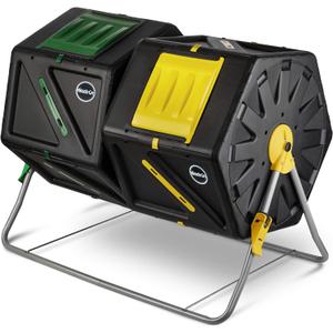 Miracle-Gro Large Dual Chamber Compost Tumbler  Easy-Turn, Fast-Working System  All-Season, Heavy-Duty, High Volume Composter with 2 Sliding Doors - (2  27.7gallon /105 Liter)