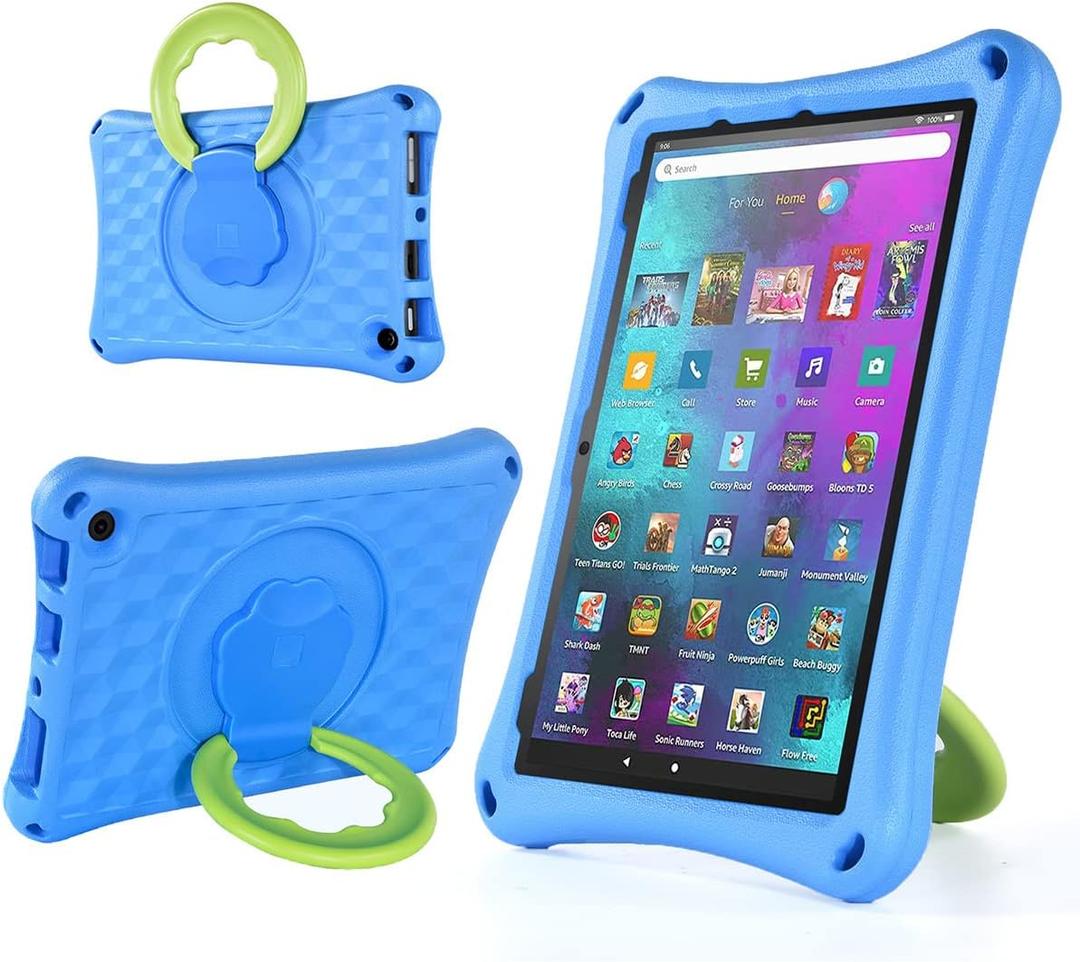 All-New Fire HD 10 Tablet Case for Kids(2023/2021 Release, 13th/11th Generation),Light Weight Shock Proof Handle Friendly 360 Rotating Grip Stand Kid-Proof Case (Blue)
