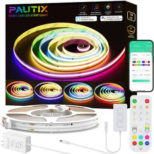 PAUTIX RGB Smart IC COB LED Strip Lights,Work with Alexa/Google Assistant,20ft/6.1m Addressable UL-Listed 24V Chasing Color Flexible Tape Light Multicolor,for Cabinet,TV,Bedroom,Party DIY Decoration
