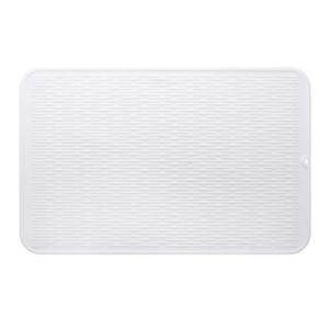 Silicone Dish Drying Mat for Multiple Usage,Easy clean,Eco-friendly,Heat-resistant Silicone Mat for Kitchen Counter or Sink,Refrigerator or Drawer Liner White Size 23x17 In