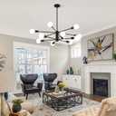 AMZASA Black Sputnik Chandeliers, 12 Light Modern Farmhouse Mid Century Pendant Light, Chandeliers for Dining Room Living Room Kitchen Island Entryway Foyer, UL Listed