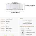 Caged Ceiling Fans with Lights Flush Mount, Low Profile Ceiling Fan with Lights Remote Control, 20'' Modern Bladeless 6 Speeds for Bedroom, Nursery, Kitchen, Silver