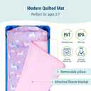 Wildkin Quilted Kids Nap Mat Soft Microfiber with Pillow & Elastic Straps for School & Travel