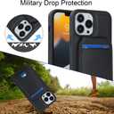 for iPhone 15 pro Wallet Case magsafe Compatible with Card Holder for Women Men 2 in 1 Detachable Magnetic Shockproof Phone case Stand Leather Credit Card Slots-Black