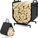 Firewood Rack Outdoor Indoor with Canvas Firewood Carrier, Small Wood Rack, Heavy-Duty, Sturdy, Waterproof Wood Storage Firewood Organizer for Fireplace Decor