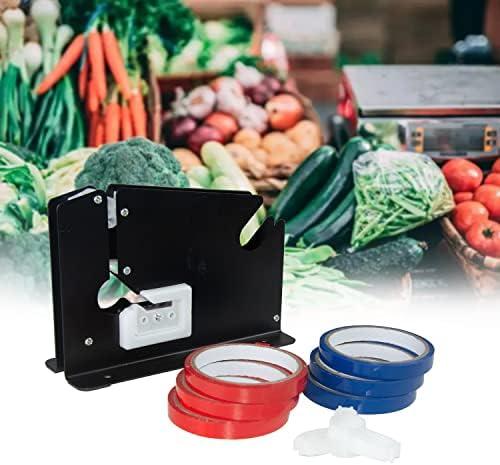 Steel Tape Bag Sealer with Bag Trimmer, 6 Rolls of Tape Bag, Bag Sealing Taper Dispenser for Ground Meat, Ground Meat Packaging System, Heavy Duty Tape Bag Sealer Machine for Fruit, Greens, Bread