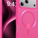 Magnetic for iPhone 17 Pro Max Case,[Anti-Slip][Compatible with MagSafe][Military Grade Drop Protection] Shockproof Protective Translucent Phone Case for iPhone 17 Pro Max Case,Hot Pink