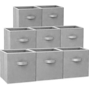 Criusia Storage Cubes - 11 Inch Heavy Duty Fabric Storage Bins for Shelves Closet, Cube Organizer - 8 Pack Collapsible Cube Storage Bins Baskets for Organizing Clothes Blankets Toys (Grey) (Medium -11 inches)