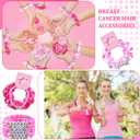 Hoteam 24 Sets Christmas Polymer Clay Beaded Stretch Bracelets Xmas Soft Red Green Hair Scrunchies Friendship Bead Bracelets Velvet Scrunchies for Party Supplies Decorations(Breast Cancer Awareness)