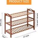 3 Tier Bamboo Shoe Rack, Shoe Shelf Shoes Rack Shoe Organizer for Closet, Entryway, Bedroom, Living Room, Front Door, Studio, Bathroom