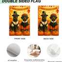 IVN Happy Thanksgiving Garden Flag 12x18 Inch Double Sided Dog Pilgrim Pumpkin Maple Leaf Outdoor Yard Flag for Outside Front Door Lawn Porch Patio Welcome Decor