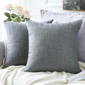 OTOSTAR Linen Throw Pillow Covers Set of 2 Decorative Square Pillowcases Cushion Covers 14x14 Inch for Home Decor Sofa Bedroom Car 35 x 35 CM Dark Grey