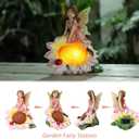 Fairy Garden Statues Outdoor Decor, Solar Fairy Lights Outdoor Sunflower Decor Lawn Ornaments Resin Sculptures Fairies Garden Decor for Outside Yard Art Patio Porch, Gifts for Women Mom