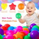 RoundFunny 100 Pieces Balls for Kids Star Heart Shape Plastic Balls for Toddler Playpen 2.17'' Play Toy for Crawl Tunnel Inflatable Pool Birthday Party Decoration