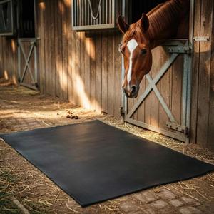 Heavy Duty Rubber Horse Stall Mats 4 x 6 ft Large Waterproof Non Slip Horse Stable Mat Washable Easy to Clean for Livestock Barn Farm Shed Kennels Garages, Black