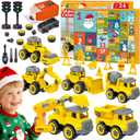 Advent Calendar 2025 for Boys, 24 Days Christmas Countdown 6PCS Take Apart Construction Car Toys with Electric Drill DIY Assembly Building STEM Toys Engineering Vehicle Christmas Gifts Advent Calendar for Kids